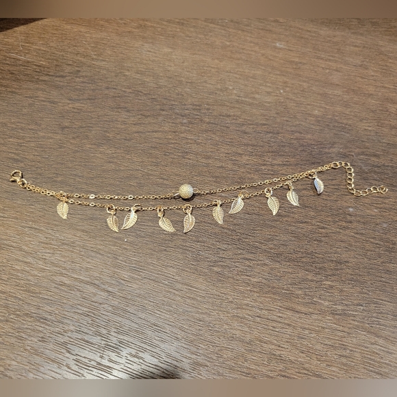 14K Leaf Gold Plated Anklet NEW - Picture 4 of 8